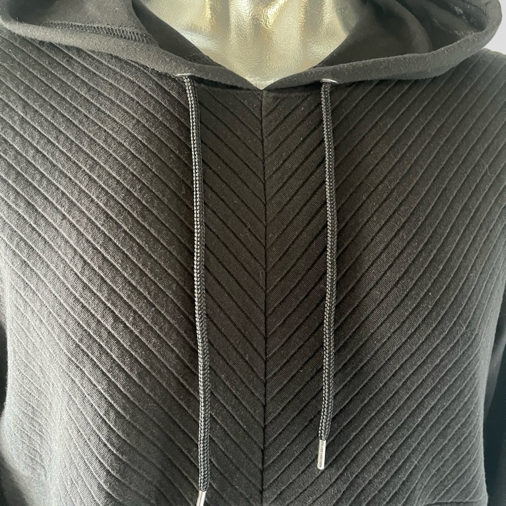 NWOT INC Black Hooded Long Sleeve Top in size L - Picture 3 of 6